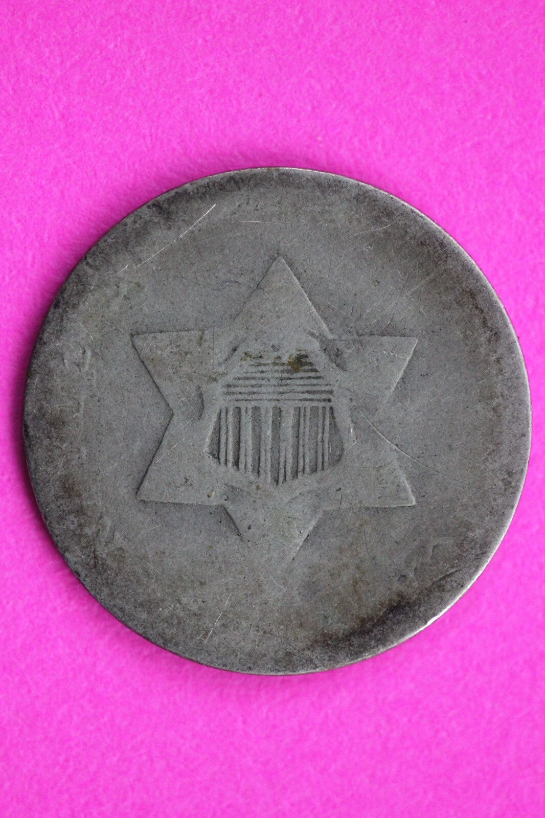 Dateless Trime 3 Three Cent Silver Dime Low Grade Graffitti Exact Coin Shown 12