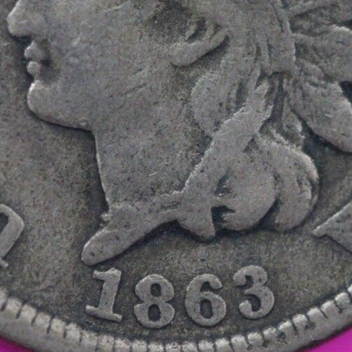 1863 Copper Nickel Indian Head Cent Penny Early Type Coin Exact Coin Pictured 39