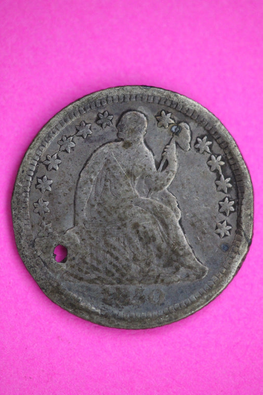 1850 O Seated Half Dime Silver Exact Coin Shown Filler Damaged Holed Bent 2741