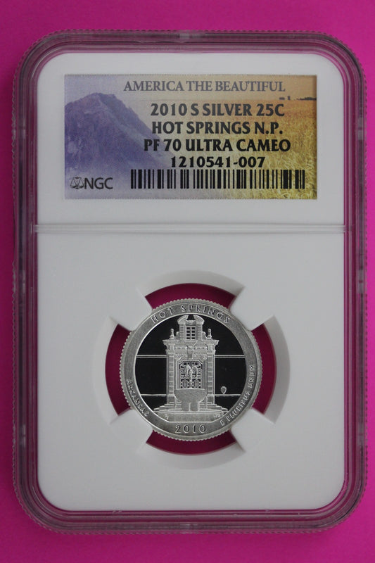 2010 S PF 70 Silver Quarter Hot Springs Park ATB NGC Graded Certified Slab 500