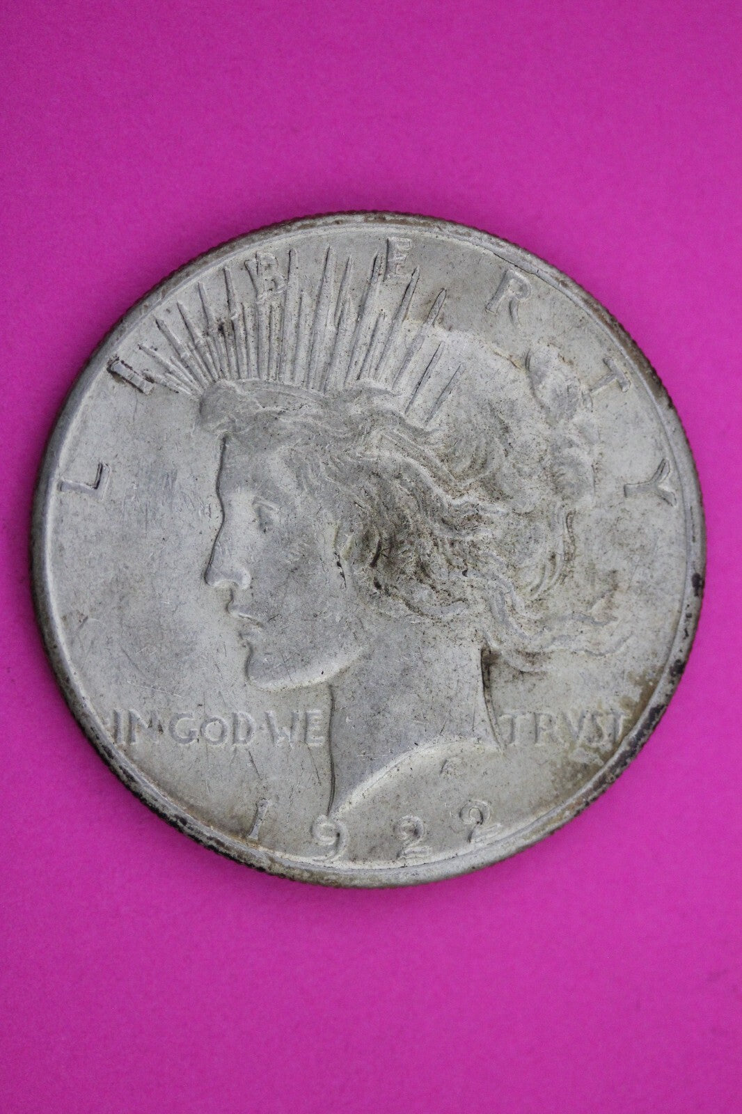 Toned 1922 S Peace Silver Dollar LIberty Coin Guaranteed Authentic 0332N