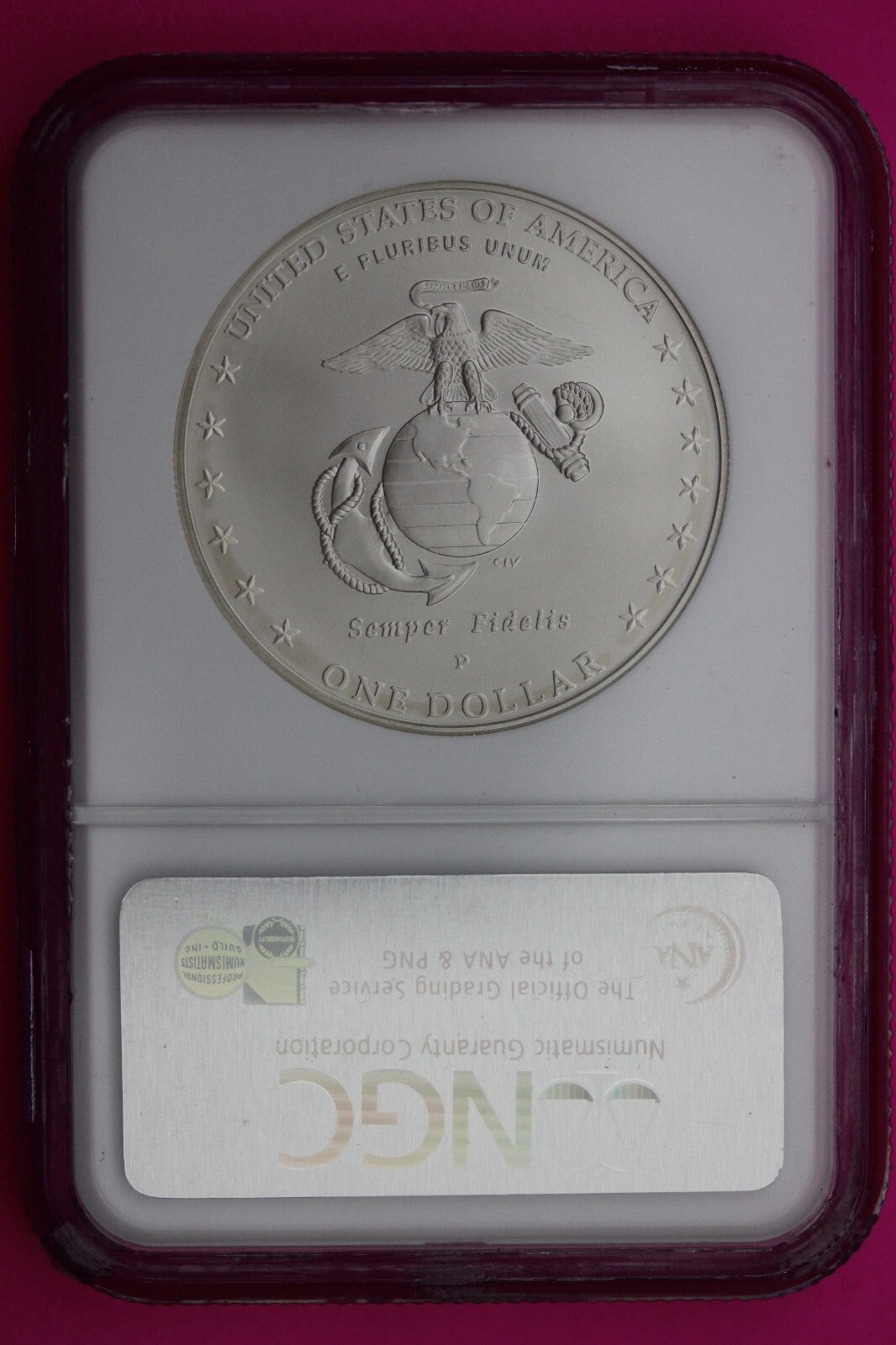 2005 P MS 70 Marines Commemorative Silver Dollar NGC Graded Authentic Slab 307
