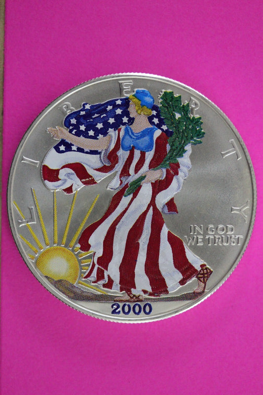 Colorized 2000 American Silver Eagle 1 Ounce .999 Fine Exact Coin Shown N0518