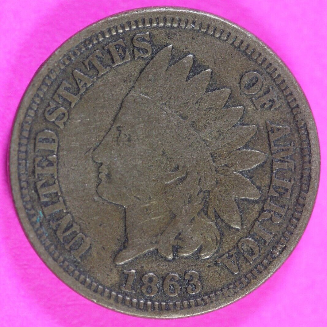 1863 Copper Nickel Indian Head Cent Penny Rare Type Coin Exact Coin Pictured 273
