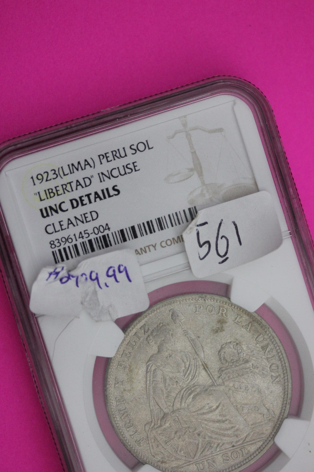 1923 Lima Peru Libertad Incuse 1 Sol Silver Unc Details Cleaned NGC Graded 561