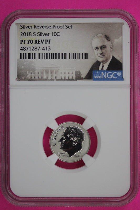 2018 S PF 70 Reverse Proof Roosevelt Silver Dime 1 Coin From a Proof Set NGC 259