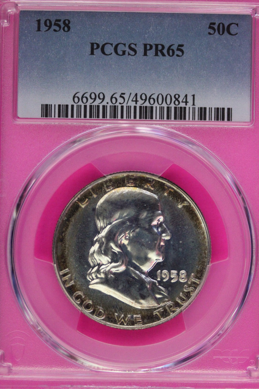 Toned 1958 PR 65 Ben Franklin Half Dollar NGC Certified Graded Authentic 362