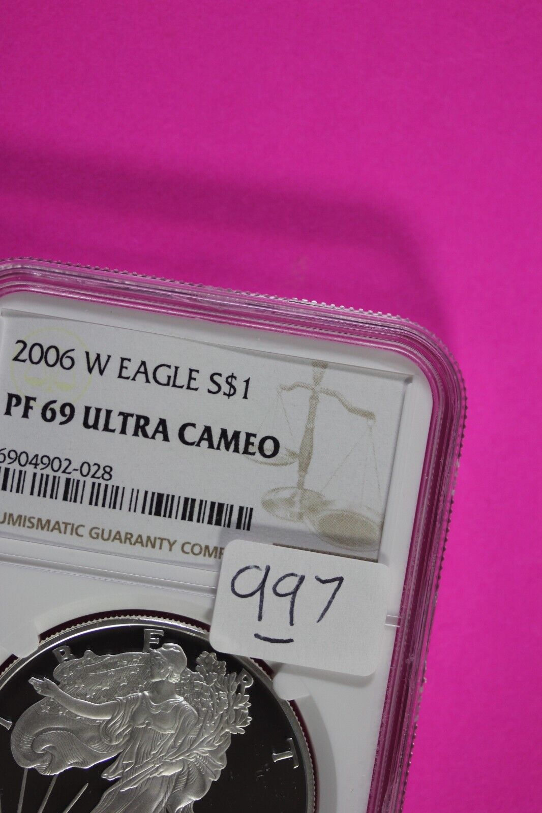 2006 W PF 69 Silver American Eagle Deep Cameo Authentic Proof Coin NGC Slab 997