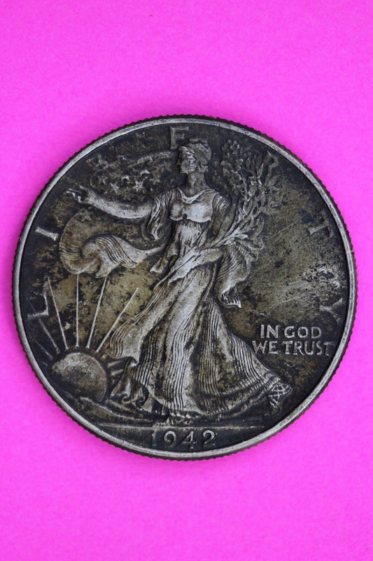 Toned High Grade 1942 P Walking Liberty Walker Half Dollar Coin Authentic 1812