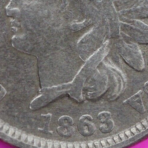 1863 Copper Nickel Indian Head Cent Penny Exact Early Type Coin Pictured 33