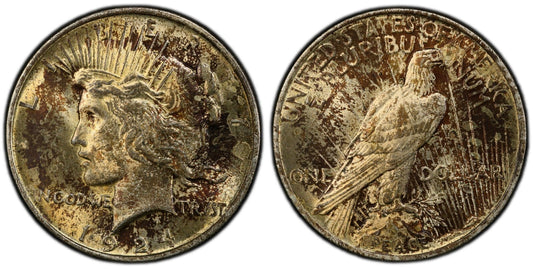 Toned 1924 P MS 63 Peace Silver Dollar PCGS Graded Certified Authentic Slab 395