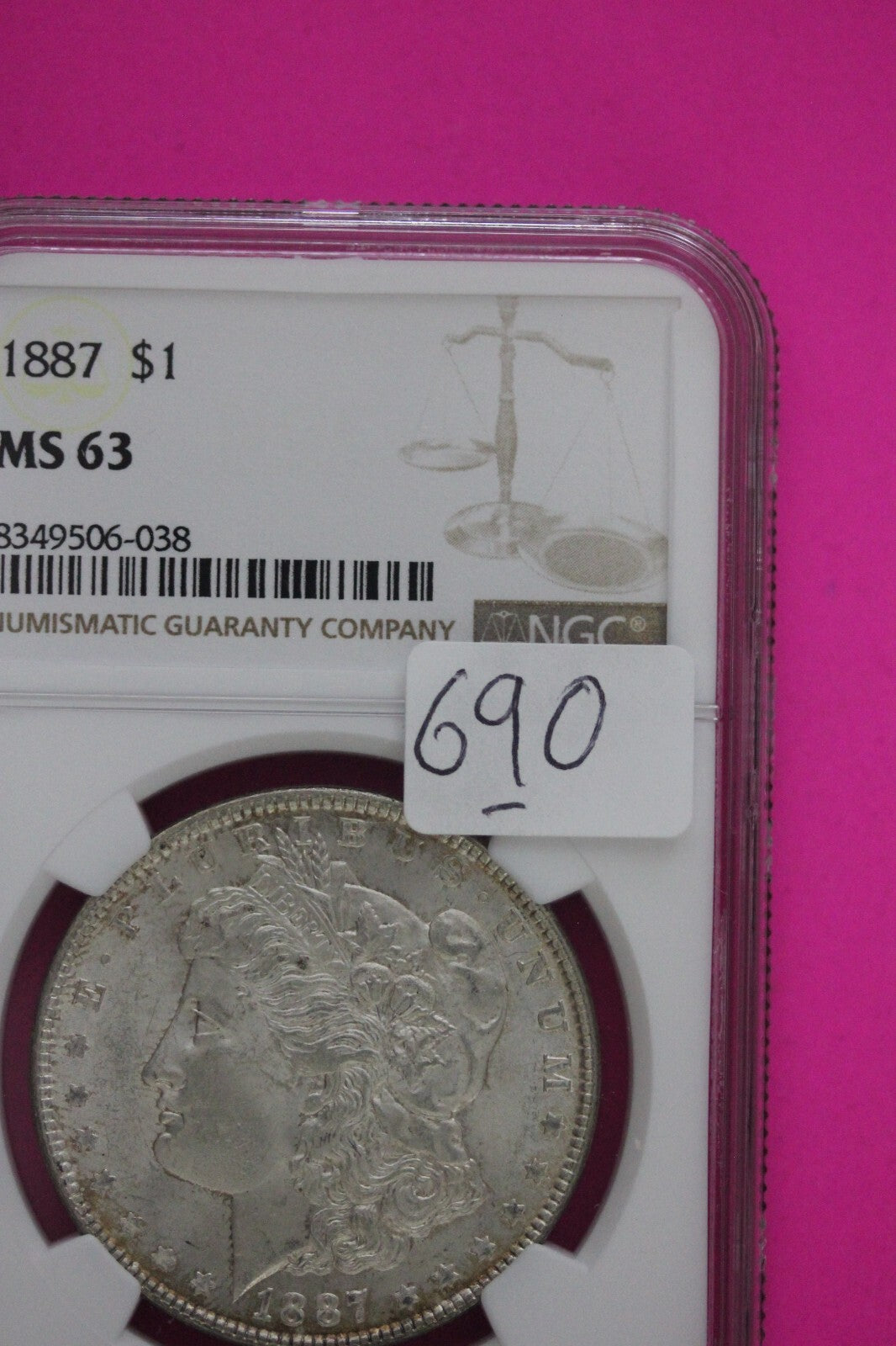 1887 P MS 63 Liberty Morgan Silver Dollar NGC Certified Graded Authentic 690