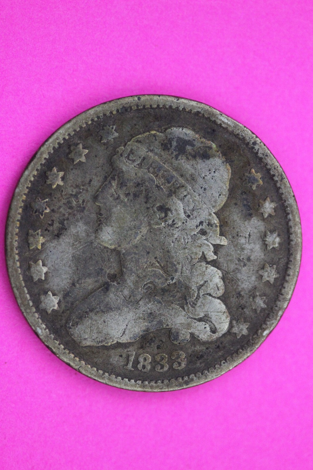 1833 Bust Cap Quarter Lady Liberty Rare Silver Key Date Coin Authentic 0573N