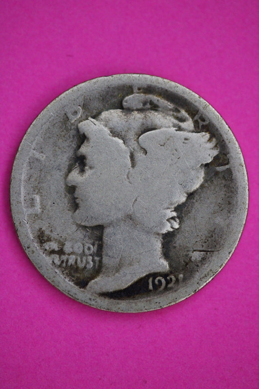 1921 P Mercury Dime Silver Exact Coin Shown Low Grade Filler Damaged 2746