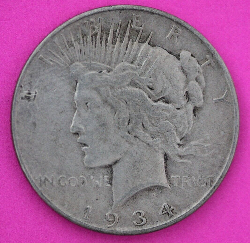 1934 D Liberty Peace Silver Dollar Scarce Semi Key Date Coin Denver Mint 21
