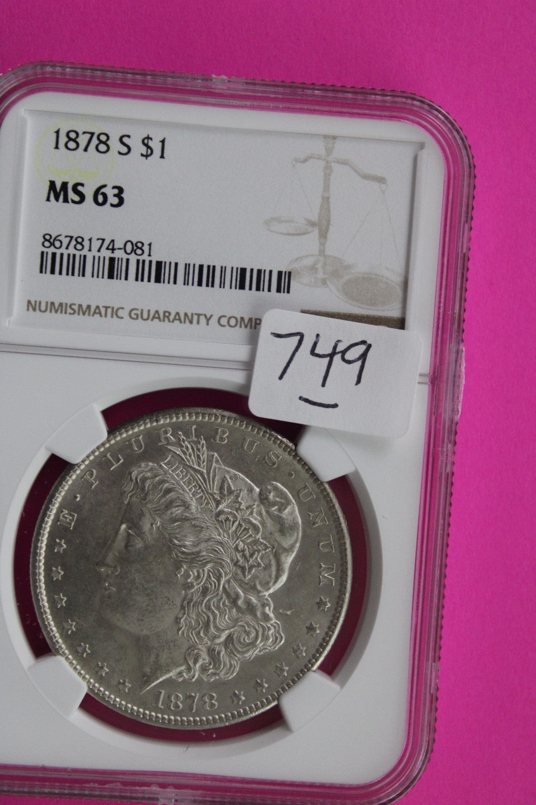 1878 S MS 63 Liberty Morgan Silver Dollar NGC Certified Graded Authentic 749
