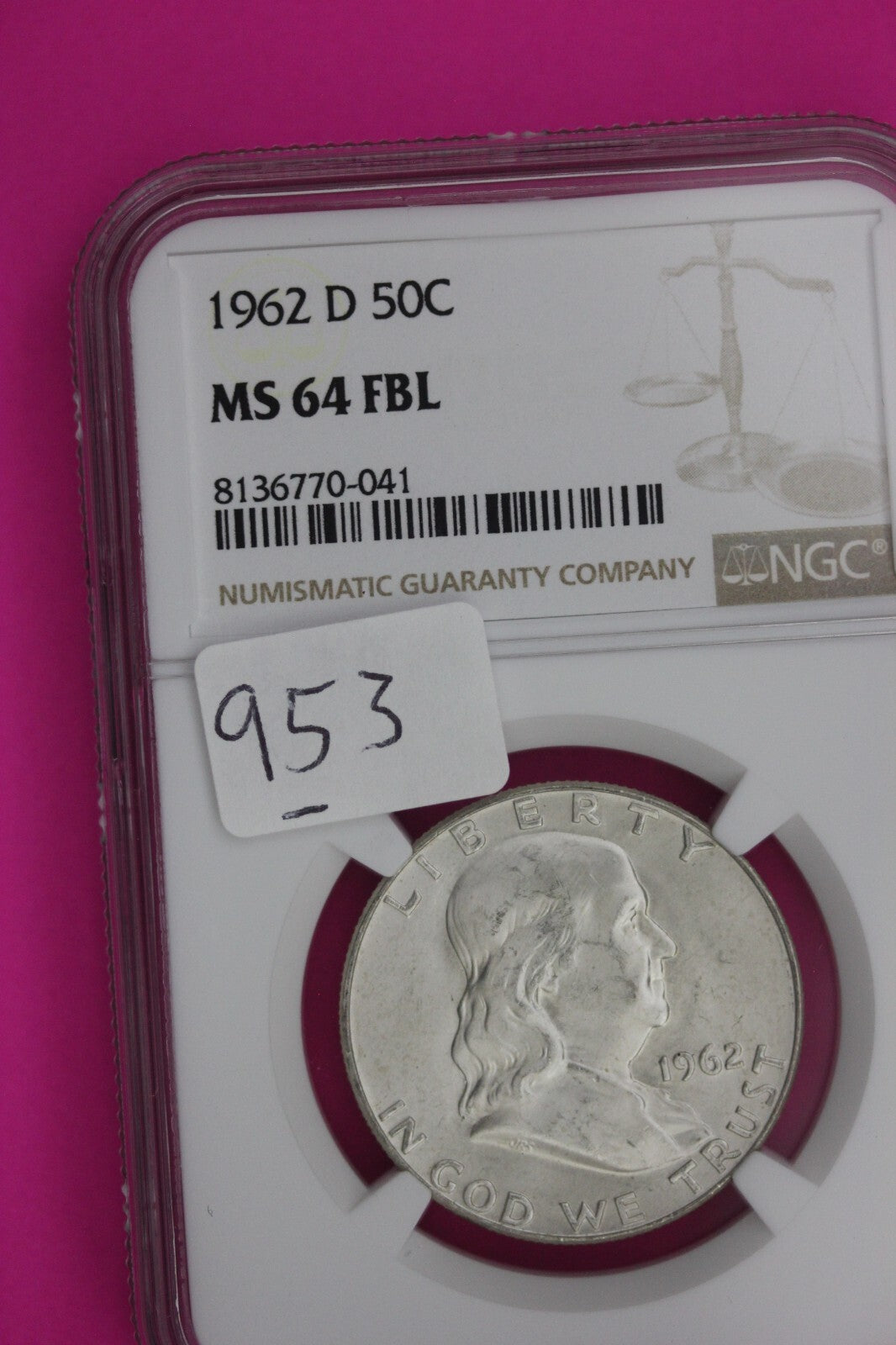 Full Bell Lines 1962 D MS 64 FBL Ben Franklin Half Dollar Silver Coin NGC 953
