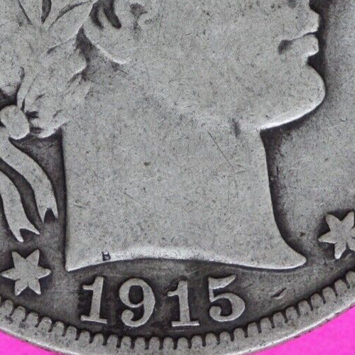 1915 D Barber Liberty Half Dollar Scarce Semi Key Date Coin Denver Mint 113