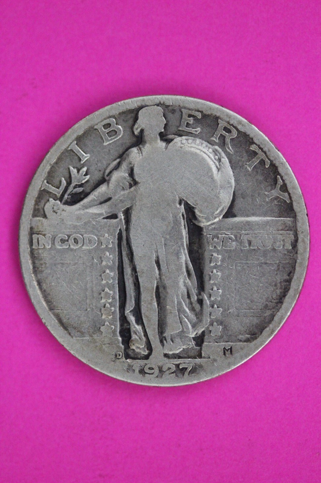 1927 D Standing Liberty Silver Quarter Guaranteed Authentic & Genuine Coin 1444