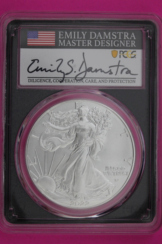 2022 MS 70 Silver Eagle Coin Emily Damastra PCGS Certified Graded Authentic 619