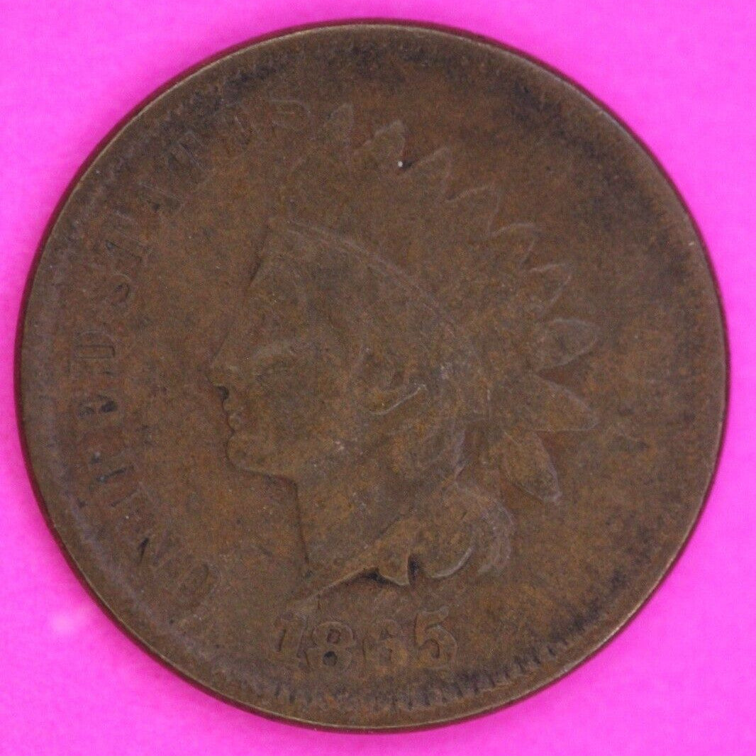 1865 Fancy 5 Indian Head Cent Penny Scarce Early Type Exact Coin Shown 328