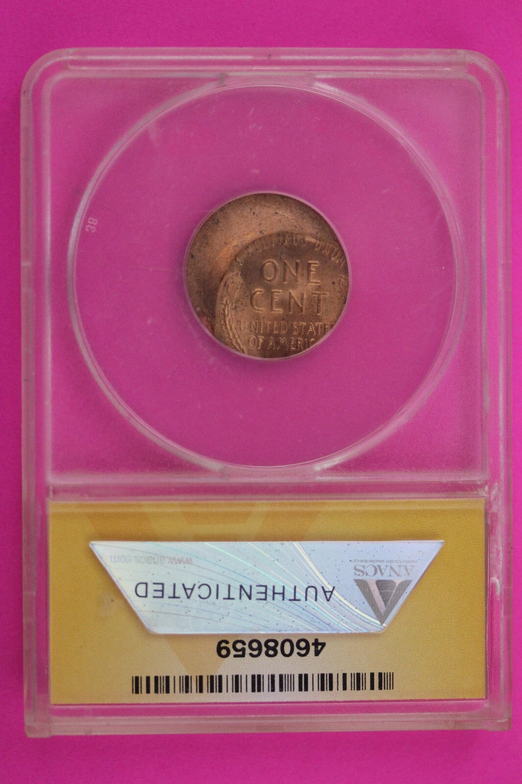 Mint Error 1951 D MS 65 RD 40% Off Center Lincoln Wheat Cent Penny ANACS Slab 37