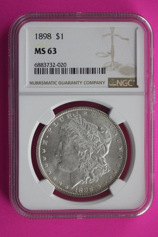 1898 P MS 63 Liberty Morgan Silver Dollar NGC Certified Slab Free Shipping 692
