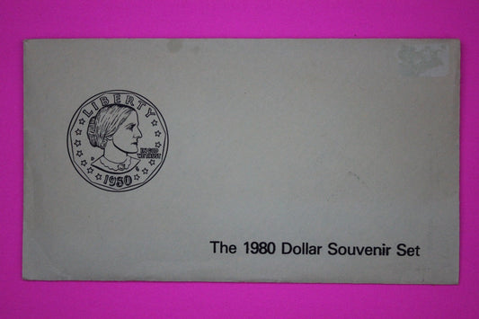 1980 Susan B Anthony Dollar Souvenir Set P D S 3 BU Dollar Coins Authentic 9042