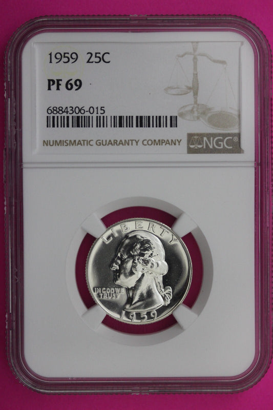 1959 PF 69 Proof Washington Silver Quarter NGC Certified Graded Authentic 422