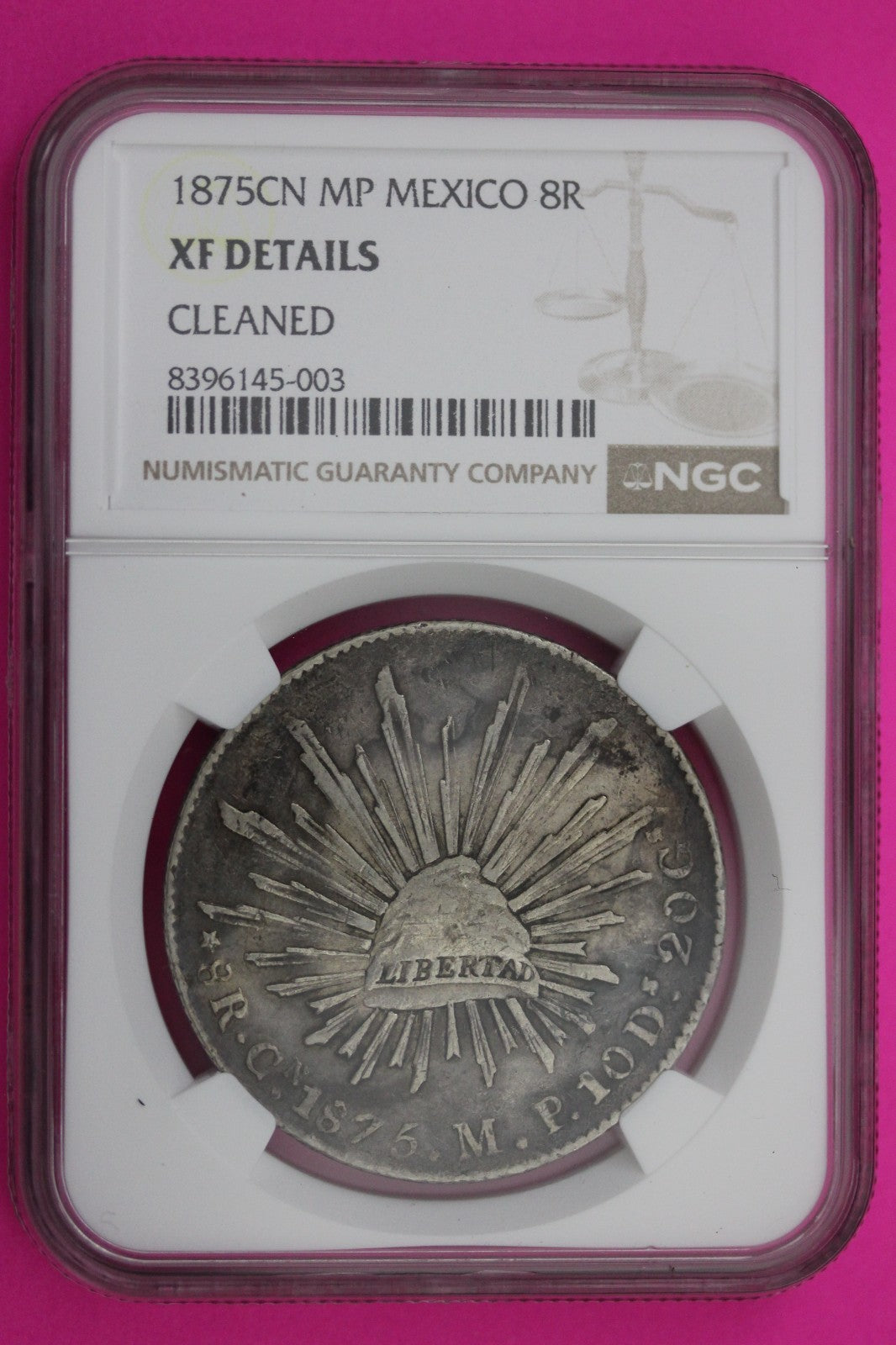 1875 CN MP Mexico 8 Reales XF Details Cleaned Silver Coin NGC Authentic 571