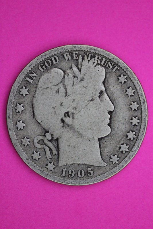 1905 S Barber Liberty Silver Half Dollar Guaranteed Authentic Genuine Coin 2272