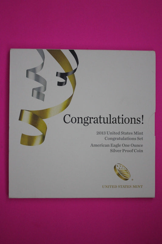 Gem 2013 W Congratulations U.S. Mint Set Proof Deep Cameo Silver Eagle COA 9061