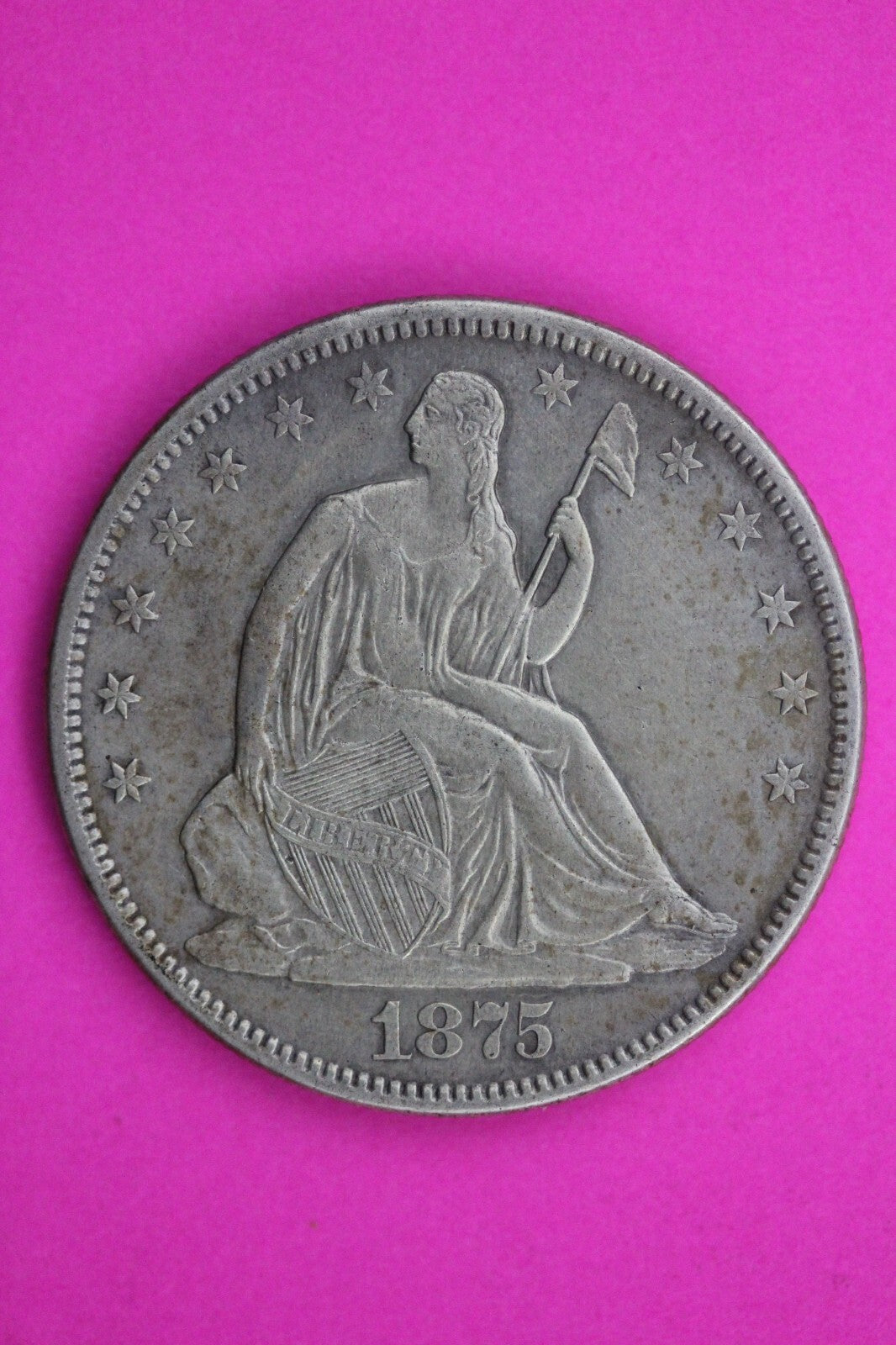 High Grade 1875 P Seated Liberty Half Dollar Silver Scarce Semi Key Date 43