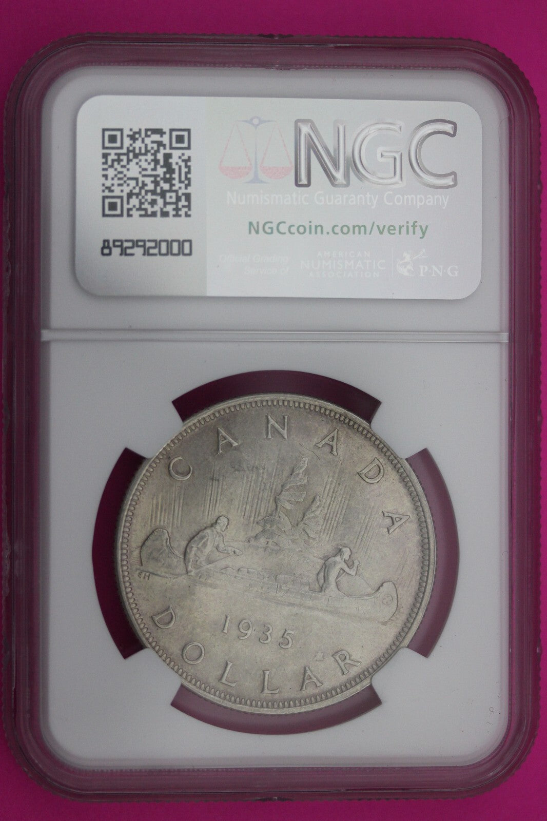 1935 MS 63 Canada Silver Dollar NGC Graded Certified Authentic Coin Slab 186