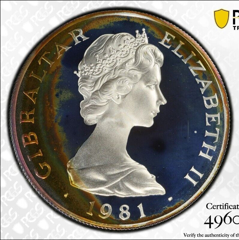 1981 PR 68 DCAM Crown Gibraltar Princess Diana Royal Wedding PCGS Silver 640