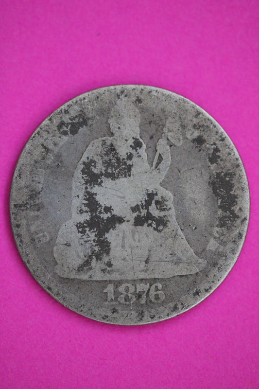 1876 P Seated Dime Silver Exact Coin Shown Low Grade Filler Damaged Bent 2758