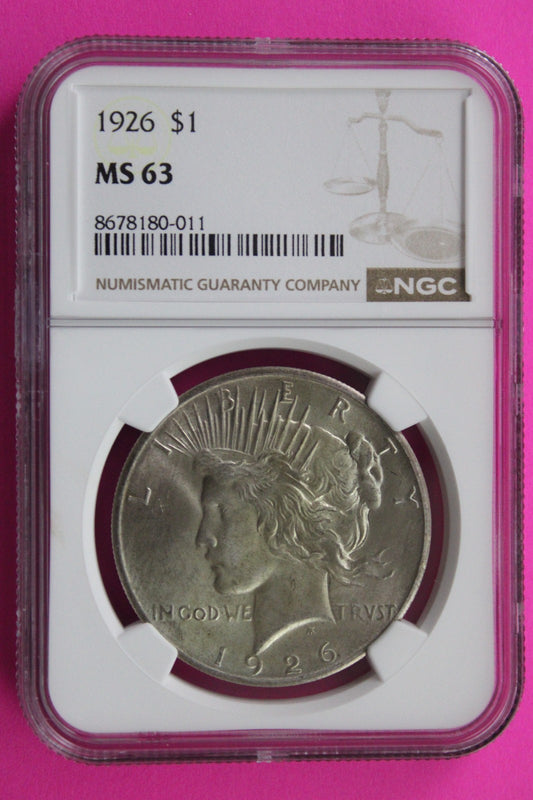 1926 P MS 63 Liberty Peace Silver Dollar NGC Certified Graded Authentic 741