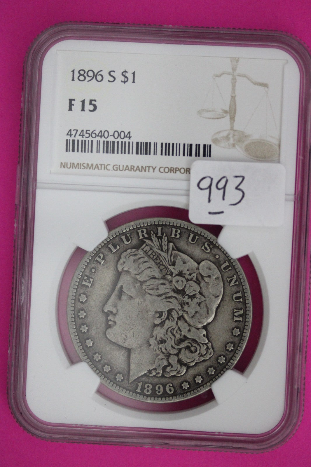 1896 S F 15 Liberty Morgan Silver Dollar NGC Certified Graded Authentic 993