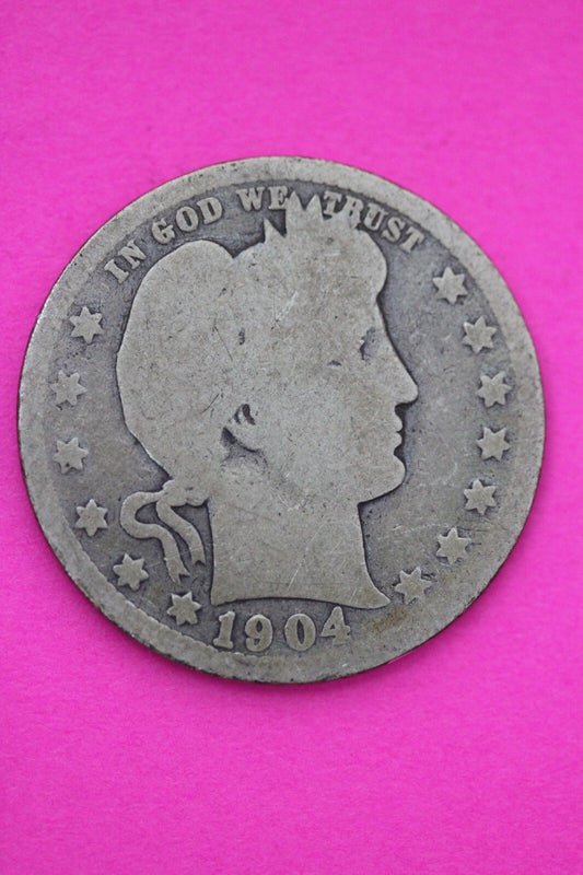 1904 O Barber Liberty Silver Quarter Scarce Semi Key Date New Orleans Mint 24