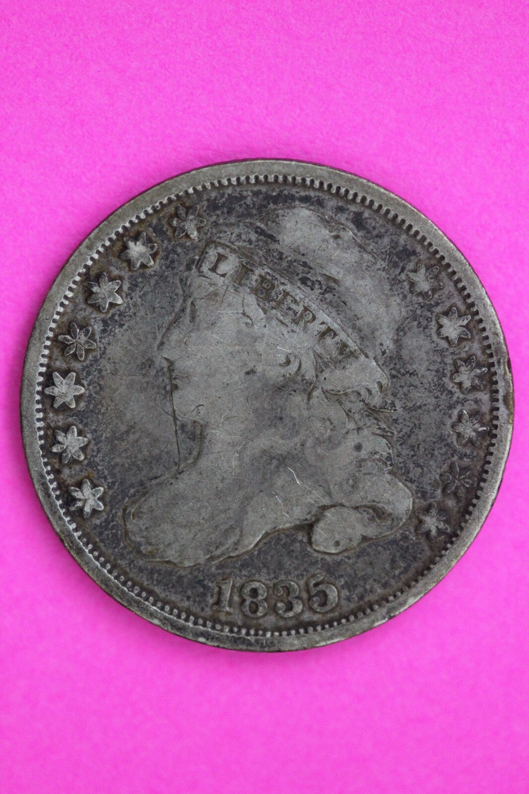 1835 Capped Bust Silver Dime Guaranteed Authentic & Genuine Very Rare Coin 0725N