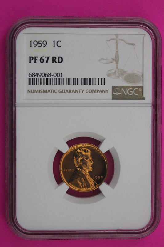 1959 PF 67 RD Lincoln Memorial Cent Penny NGC Certified Graded Authentic 42