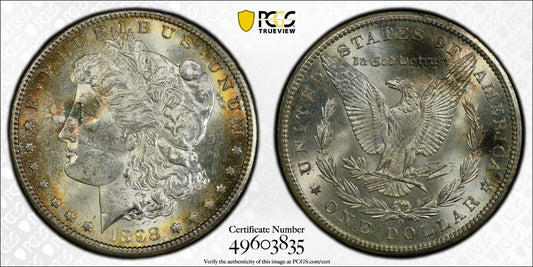 Toned 1898 O MS 62 Morgan Liberty Silver Dollar PCGS Certified Slab 17