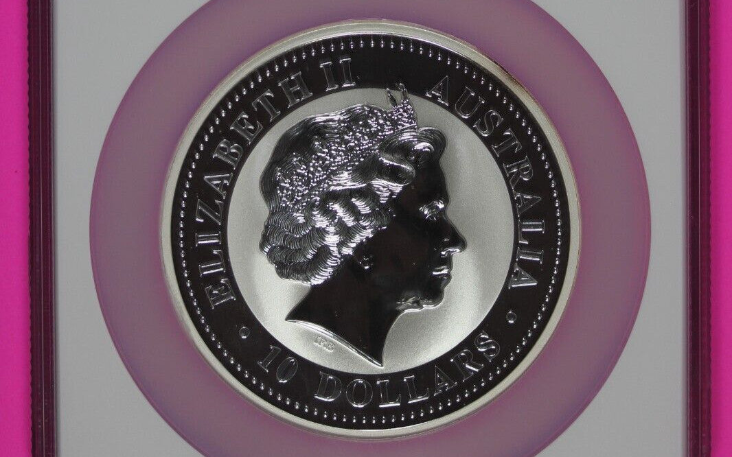 1999 MS 69 10 Ounces Silver Australia Year Of The Rabbit .999 Fine NGC Slab 7021