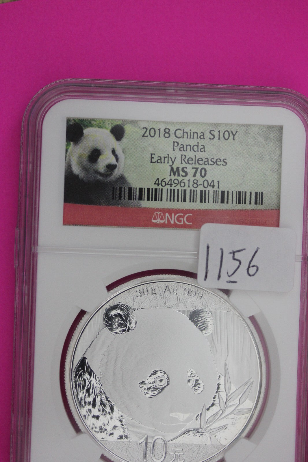2018 MS 70 China Panda Early Releases 1 OZ Silver Coin NGC Graded Authentic 1156