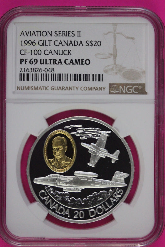 1996 PF 69 Ultra Cameo Canada Aviation Series CF-100 Canuck $20 NGC Slab 1069