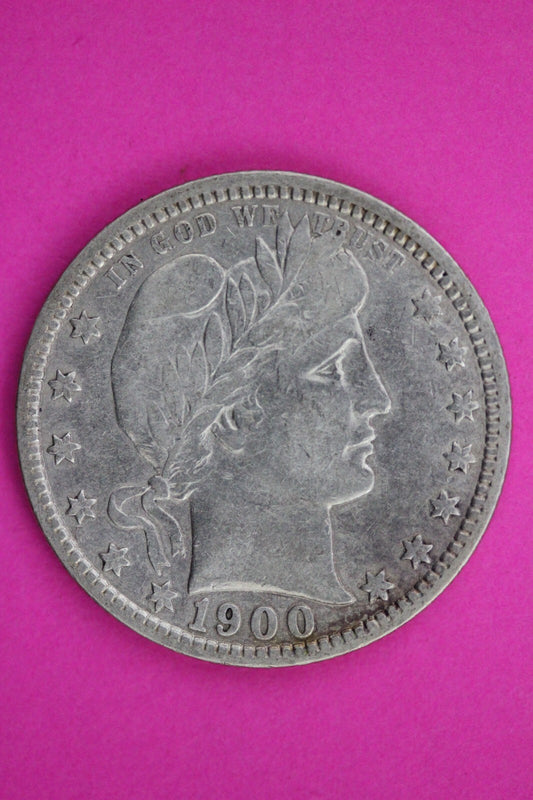 1900 P Barber Liberty Silver Quarter Scarce Semi Key Date Philadelphia Mint 59
