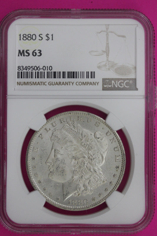 1880 S MS 63 Liberty Morgan Silver Dollar NGC Certified Graded Authentic 1019