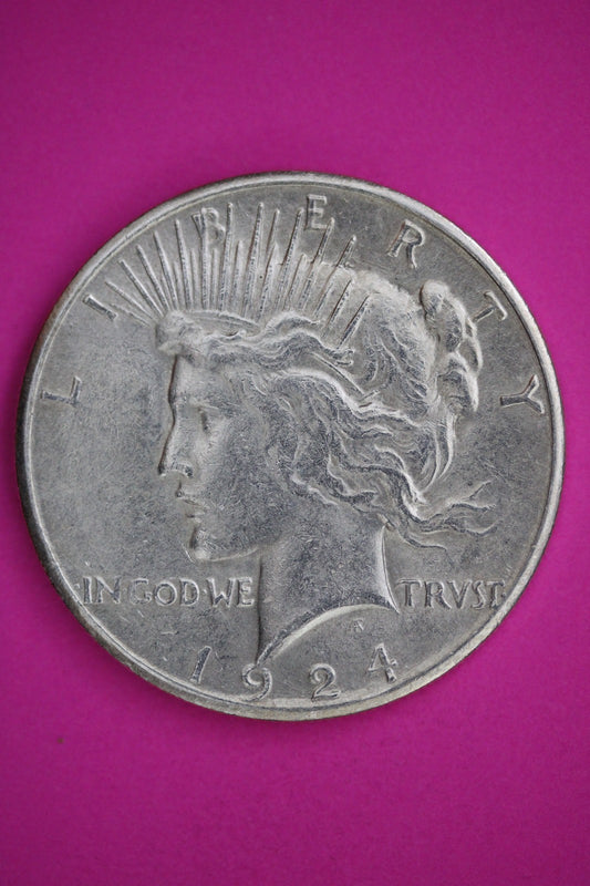 1924 S Peace Lady Liberty Semi Key Date Silver Dollar Guaranteed Authentic 2716