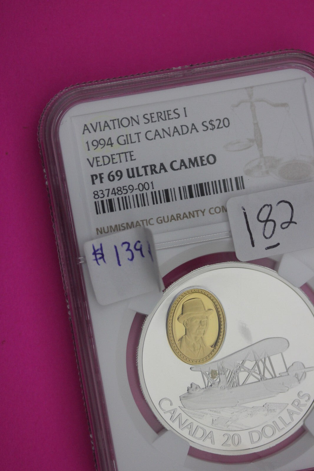 1994 PF 69 Gilt Canada $20 Proof Vedette Silver Coin Aviation Series NGC 182