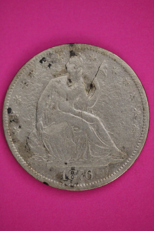1876 P Seated Liberty Half Dollar Silver Guaranteed Authentic Genuine Coin 2938
